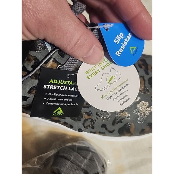 Align Velocity Shoes 8W Jaguar Print Gray Slip-On Stretch Laces Slip Resistant - Picture 10 of 10